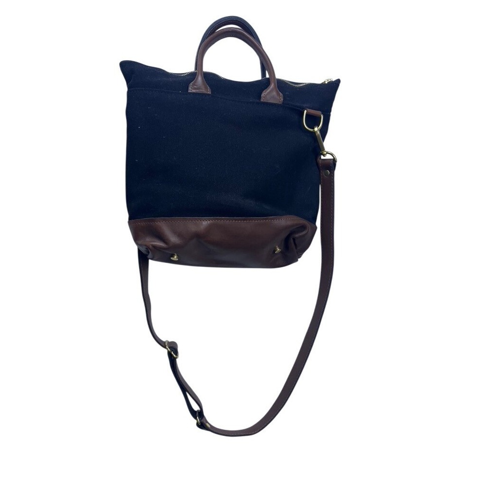 R.Riveter Black Canvas & Brown Leather Crossbody‎ Tote Bag American Handmade